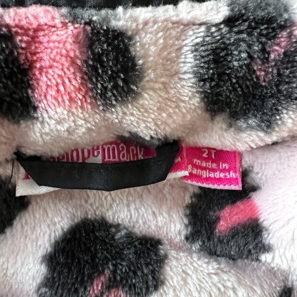 Toddler girls  black/Leopard faux fur full zip hooded jacket sz 2T - Picture 4 of 5